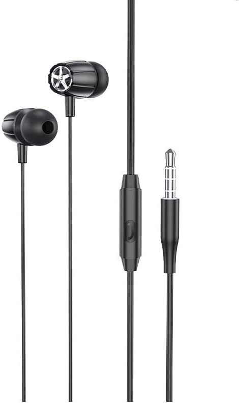 HOCO M88 - Graceful Universal wired Earphone with Mic (Length: 1.2m, Plug: 3.5mm) Compabitle with iPhone Samsung Xiaomi Oppo - Black