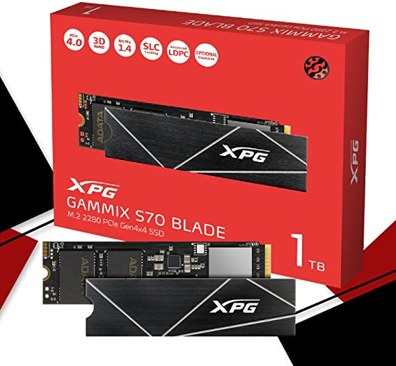 XPG GAMMIX S70 Blade 1TB PCIe Gen4 M.2 2280 Internal Gaming SSD Up to 7,400 MB/s (AGAMMIXS70B-1T-CS)