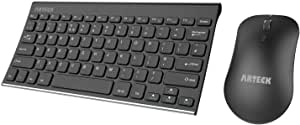 Arteck 2.4G Wireless Keyboard and Mouse Combo QWERTY UK Layout Compact Stainless Full Size Keyboard and Ergonomic Mouse for Computer/Desktop/PC/Laptop and Windows 10/8/7 Build in Rechargeable Battery