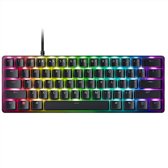 Razer Huntsman Mini 60 Gaming Keyboard - Fastest Optical Switches Red - PBT Keycaps - Onboard Memory - Detachable Cable Type C - ALUMINUM CONSTRUCTION