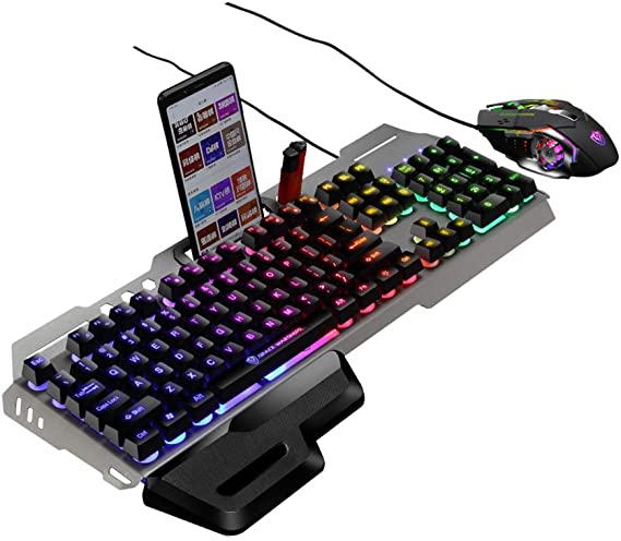 Padom wired RGB keyboard and mouse set manipulator sense gaming gaming office desktop notebook dedicated (Black)