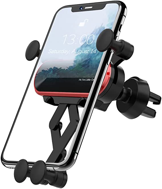 Phone Holder Mount for Car, Adjustable Durable Gravity Phone Holder for Air Vent with Clip, Compatible with 4-7" Mobile Phones, Devices, Fit for Most Cars, Car Accessories (Red)