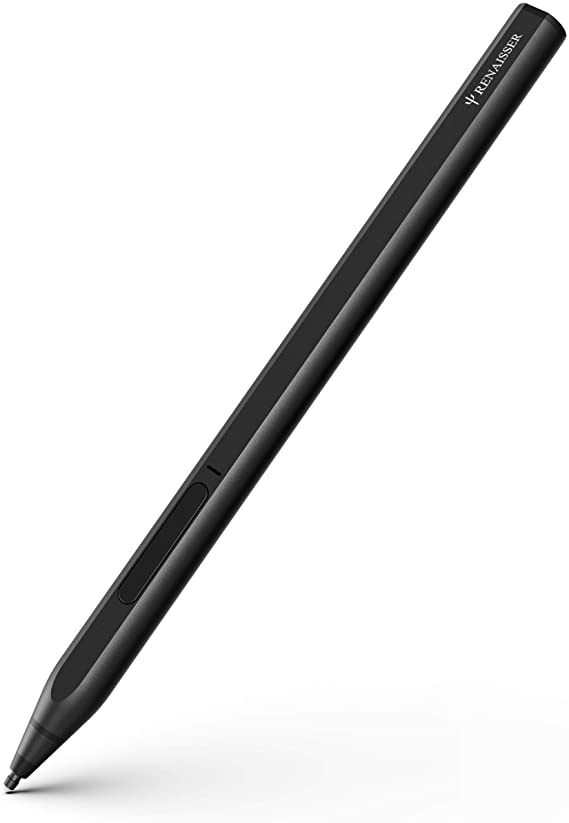 RENAISSER Stylus Pen for Surface, Made in Taiwan, 100% Match Surface Pro X/7/6/5 Magnetic Attachment, 4096 Pressure Sensitivity, First D Shape Body, Quick Charge, Rechargeable, Raphael 520