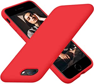 Cordking iPhone 8 Plus Case for Women, iPhone 7 Plus Case, Silicone Ultra Slim Shockproof Phone Case with [Soft Anti-Scratch Microfiber Lining], 5.5 inch, Bright Red