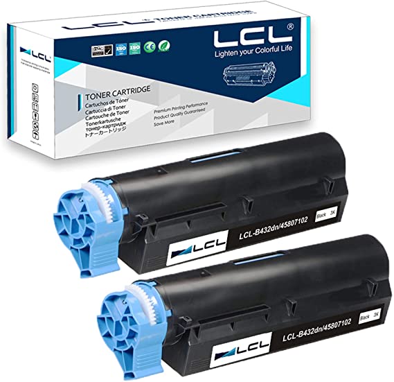 LCL Compatible Toner Cartridge B412dn B432dn B512DN 45807102 (2 Black) Replacement for OKI B412dn B432dn B512 B512dn MB472w