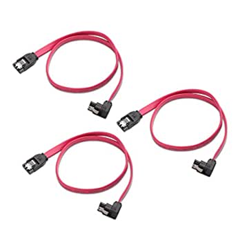 Cable Matters 3-Pack 90 Degree Right Angle SATA III 6.0 Gbps SATA Cable (SATA 3 Cable) Red - 18 Inches