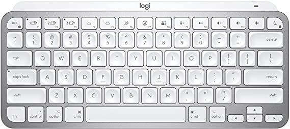 Logitech MX Keys Mini for Mac Minimalist Wireless Illuminated Keyboard, Compact, Bluetooth, Backlit Keys, USB-C, Tactile Typing, Compatible with Apple macOS, iPAd OS, Metal Build-Pale Grey