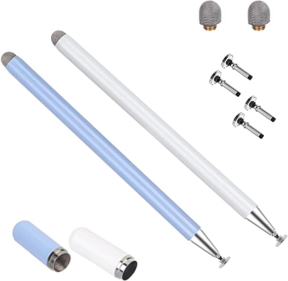 Stylus Pens, Touch Screens Stylus Pencils High Sensitivity Disc & Fiber Tip Universal Stylus with Magnetic Cap Compatible with Android, Microsoft Tablets and Other Capacitive Touch Screens