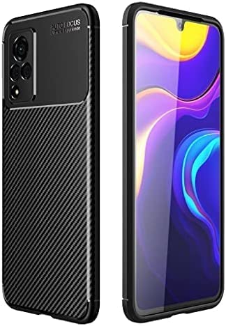 Vivo V21 Flexible Case Cover with Black Carbon Fiber Style