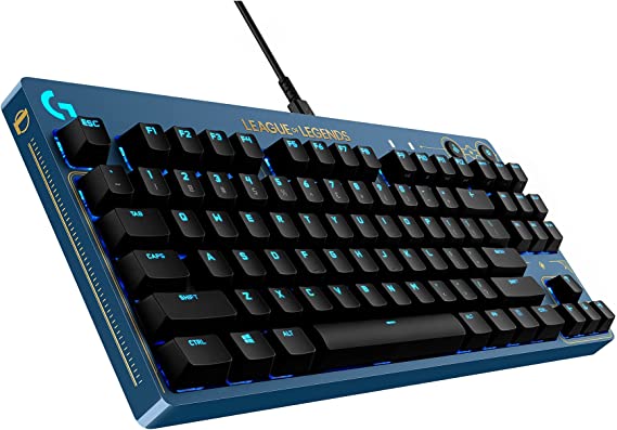 Logitech G PRO Mechanical Gaming Keyboard - No Numeric Keyboard, Portable Design, Removable USB Cable, Lighted RGB LIGHTSYNC, Official Edition League of Legends