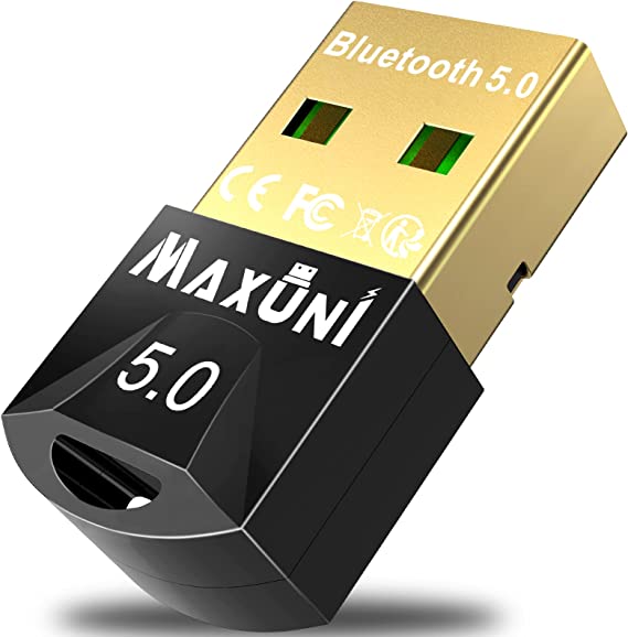 Maxuni Bluetooth 5.0 Usb Dongle Adapter for PC, Bluetooth Receiver for Laptop Computer Desktop, Support windows 10/8/8.1/7, Low Latency Wireless Transfer for Headset Speaker Keyboard Mouse Printer