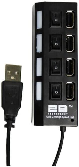 2B - USB 2.0 Hub 4 ports each with separate switch Black Color