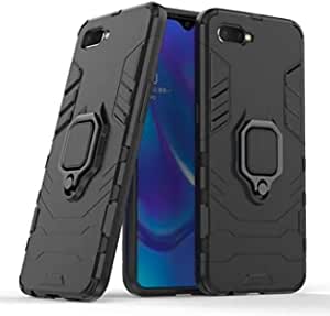 Oppo K1 / Oppo R15X - Original Ironman Heavy Duty cover - premium quality cover From GrabMobily - TPU Shockproof Integrated Protection Case with Metal Ring - color Black