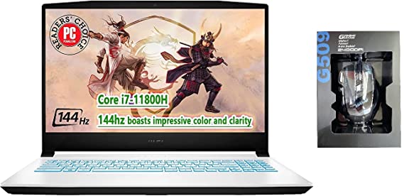 2021 Latest MSI Sword Gaming Laptop 15.6” FHD 144Hz Display Core i7-11800h Upto 4.6GHz 8GB 512GB SSD NVIDIA® GeForce RTX™ 3050Ti 4GB Graphics Backlit Eng Key WIN10 White With Gaming Mouse