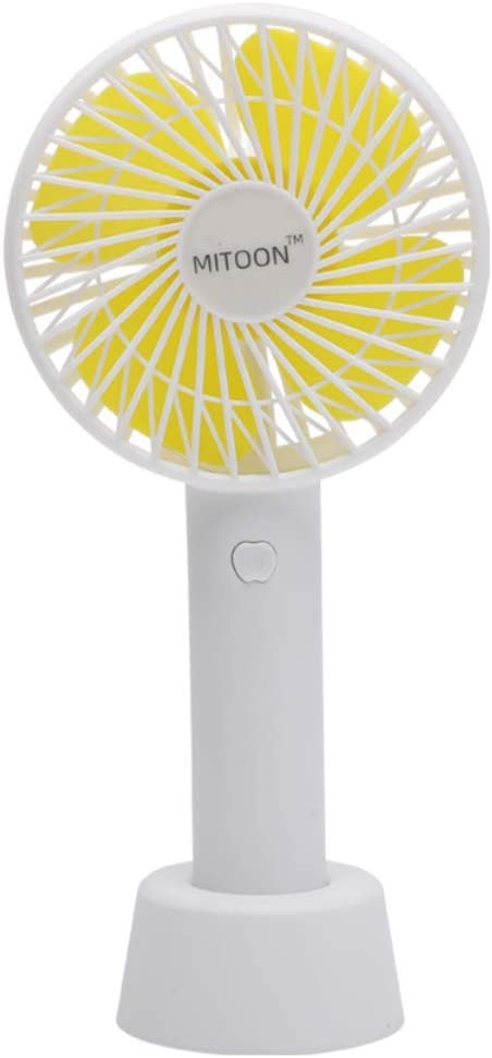 Mini handheld table Fan, USB powered with strong airflow, rechargeable battery for office home desk, 3 speed. (White)