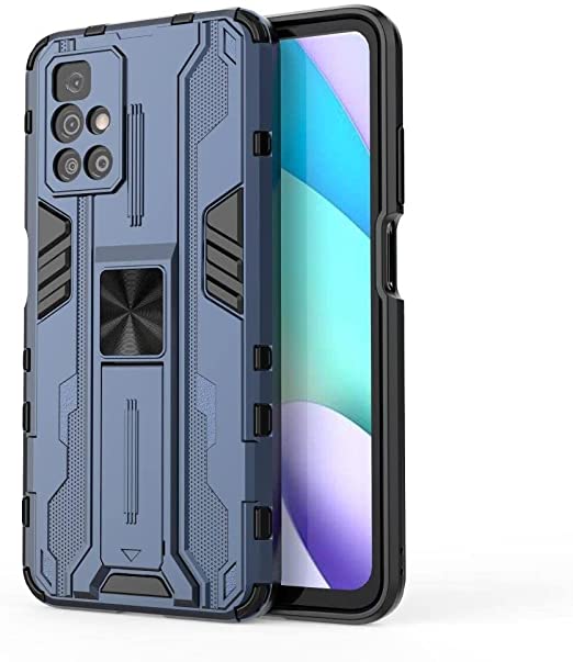 For Xiaomi Redmi 10 Iron Man Rugged Shockproof Kickstand Cover - Heavy Duty Armor Shockproof Cover - Original New cover From GrabMobily - Blue