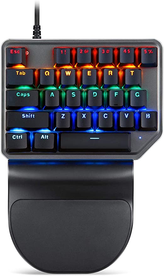 Motospeed One-Handed Mini Mechanical Gaming Keypad 27 Keys,Blue Switch,9 LED Backlit USB Wired Mechanical Gaming Keyboard for Keyboard Computer/PC/Desktop/Laptop