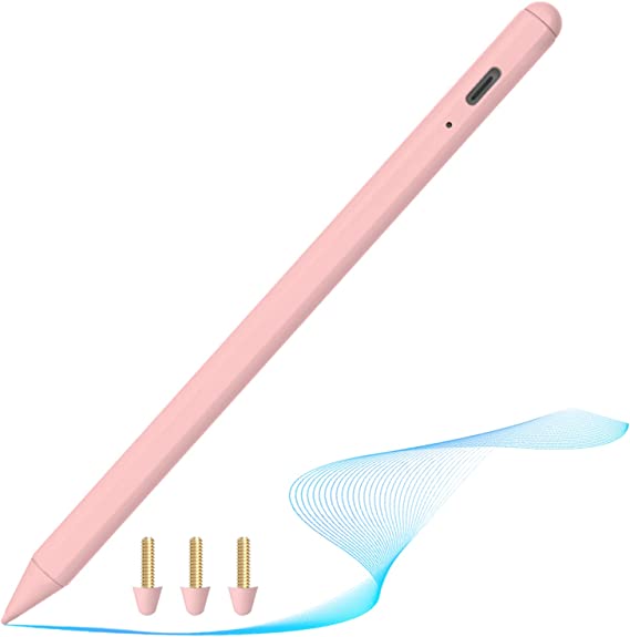 Stylus Pen for Apple iPad Pencil - Active Pen with Palm Rejection Compatible with 2018-2022 Apple iPad 9th 8th 7th 6th Generation iPad Air 4th 3rd Gen iPad Pro 11-12.9 Inch iPad Mini 6th 5th Gen Pink