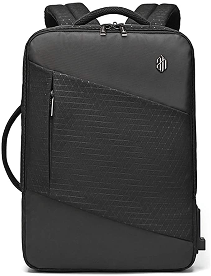 THE CLOWNFISH Arctic Hunter 3 in 1 Expandable 19 L to 32 L Multi-Layer High Capacity 15.6 inch USB Charging Laptop Backpack Travel Business Backpacks (Black- Rhombus), Black Rhombus, Daypack Backpacks