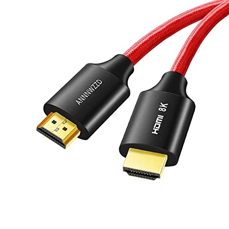 ANNNWZZD 8K HDMI Cable, HDMI 2.1 Cable High Speed 48Gbps 8K@60Hz (7680x4320) 4:4:4 HDR HDCP 2.2 e ARC PS4 Xbox (3ft, RED)