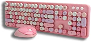 Wireless Keyboard and Mouse Combo for Gaming, 104 Key Keyboard and Mouse Set for PC,Desktop,Laptop, Portable Keyboard Office Desktop Cute Keyboard for Computer, Girl Gift(pink)