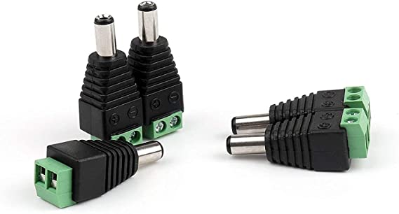 100pcs) male dc connector power plug adapter 2.1mm for cctv camera)