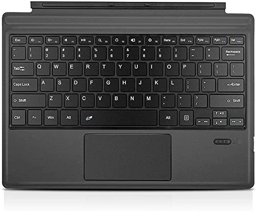 Tomsenn Surface Pro 6 / Surface Pro 5 (Pro 2017) / Pro 4 / Pro 3 Type Cover, Lightweight Slim Wireless Bluetooth Keyboard Two Button Trackpad Built-in Rechargeable Battery, Gray