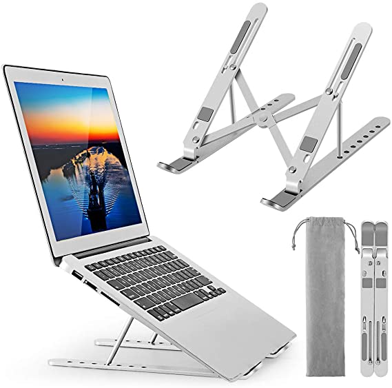 Laptop Stand, Computer Holder Riser Ergonomic Adjustable Portable Aluminum Alloy Laptop Riser, Foldable Notebook Stand Compatible with MacBook Air Pro, Dell, Lenovo, More 10-15.6” Laptops and Tablets