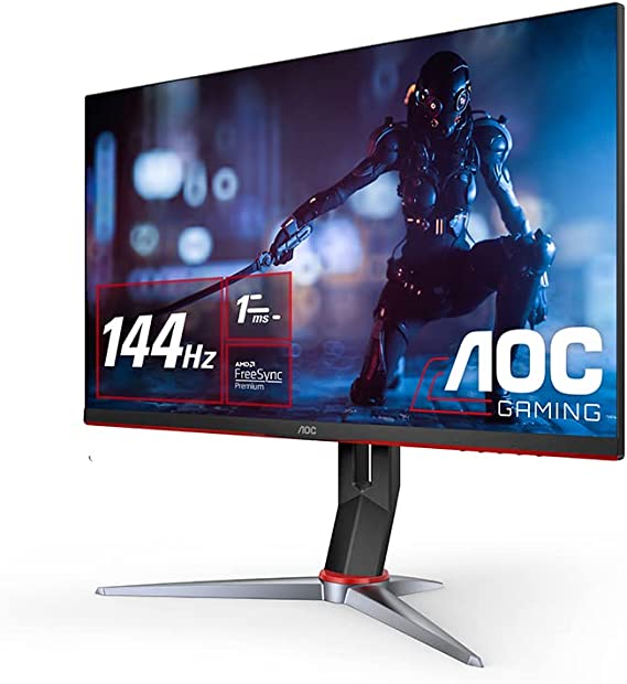 AOC 24 INCH GAMING MONITOR (24G2) INPUT PORT HDMI AND D-PORT VGA IPS 1920X1080 FHD ANTI GLARE REFRESH RATE 144HZ AND RESPONSE TIME 1MS AMD FREE SYNC ANTI , Black/Red