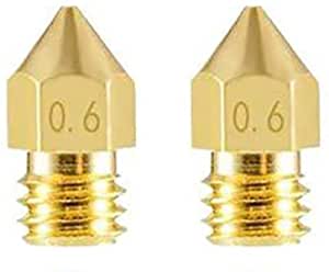 2 pcs 3D Printer MK8 Extruder Brass Nozzle 0.6 mm