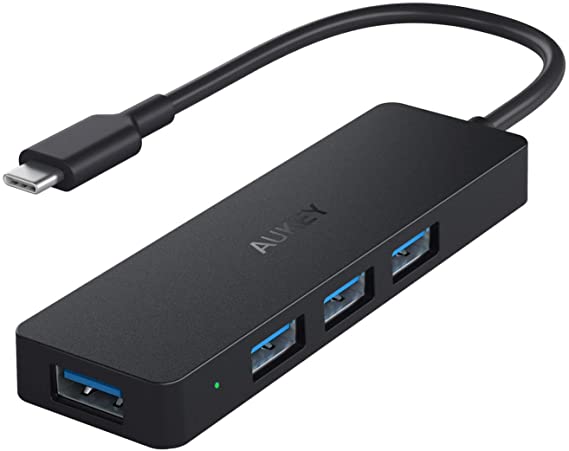 AUKEY CBC64 USB C Hub Ultra Slim with 4 USB 3.0 Data Ports Black