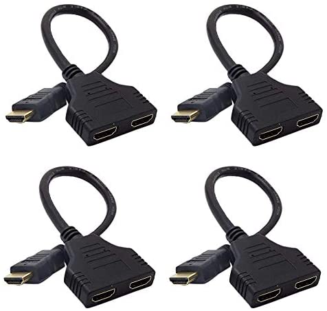 Microware HDMI Cable HDMI 1 to 2 Split Double Signal Adapter Convert Cable for Video TV HDTV - Black (Pack of 4)