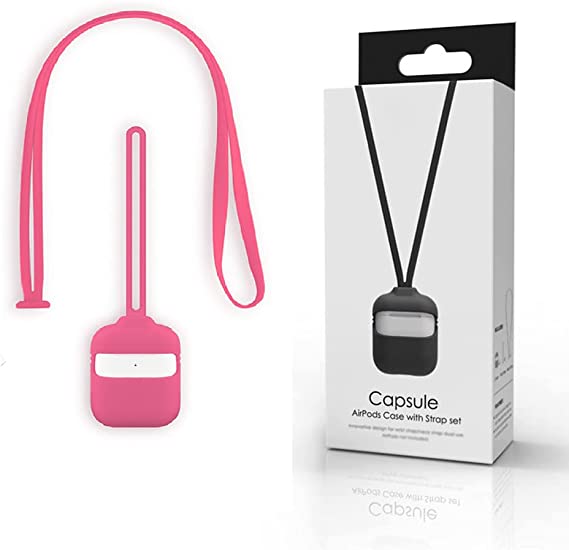 AirPods Scratch-proof Silicone Cover with Wrist Strap and Neck - Rose