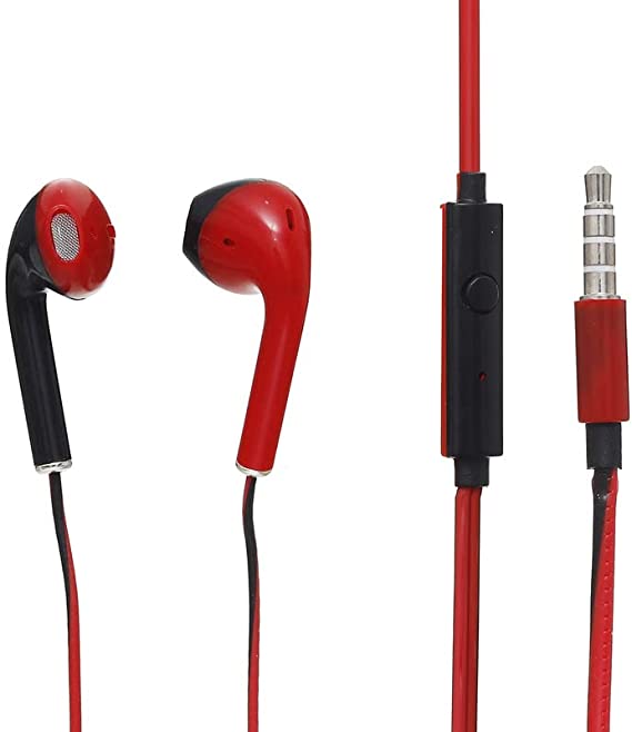 Wired Earbuds with Microphone Earbuds in Ear Headphones, Red Black