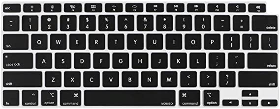 MOSISO Keyboard Cover Only Compatible with MacBook Air 13 inch 2020 Release A2337 M1 A2179 Retina Display with Touch ID Backlit Magic Keyboard, Waterproof Protective Silicone Skin, Black