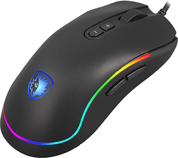 SADES Revolver Wired RGB Gaming Mouse - Mouse with 9 Programmable Buttons, 6 DPI Adjustable Levels, Comfortable Grip & Ergonomic Optical Sensor PC Computer Gaming Mice-ماوس قيمنق