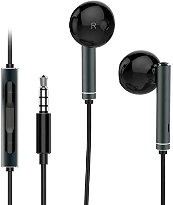 For HUAWEI AM116 IN EAR HI-FI EARPHONE WITH REMOTE AND MICROPHONE BASS 3.5mm SLOT HEADPHONE - Black