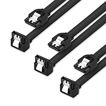 UGREEN SATA Cable, 45cm SSD SATA III Cable, 6Gbps SATA 3 Data Lead with 90 Degree Angle and Locking Latch for Serial ATA SSD, HDD, PC Motherboard, DVD Drive etc, 3 Pack, Black