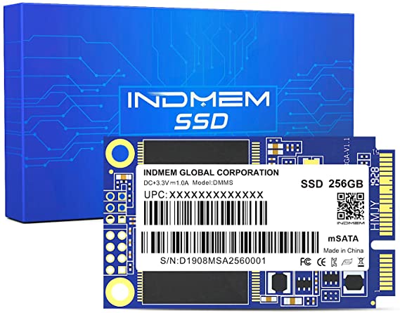 INDMEM mSATA SSD 256GB Internal Mini SATA III SSD Micro-SATA MLC 3D NAND Flash 256 GB