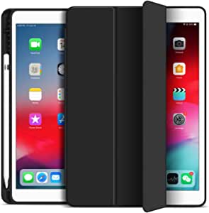VAGHVEO Case For iPad 2018 2017 9.7” Case, iPad air 1/2 with Pencil Holder, Slim PU Leather Tri-fold Smart Cases [Auto Wake/Sleep], Flexible Protective Soft TPU Back Cover For iPad 9.7 6th /5th, Black