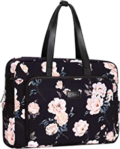 MOSISO Laptop Tote Bag Compatible with MacBook Pro 16 inch 2021 M1 Pro/Max A2485/ 2019-2020 A2141 & 15-15.6 inch Notebook,Camellia Polyester Travel Work Briefcase with Front Pocket & PU Handle, Black