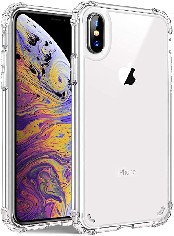 WALAGO Clear Case for iPhone Xs Max, Slim Shock Absorption Protective Cases Soft TPU Bumper & Hard Plastic Back Cover for iPhone Xs Max [6.5 inch] Crystal Clear