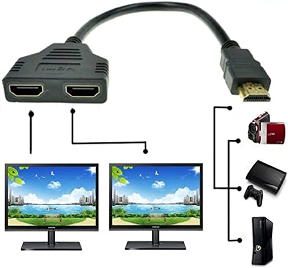 HDMI Port Male to Female 1 Input 2 Output Splitter Cable Adapter Converter 1080P Dual for HDTV for HDMI HD LED LCD TV Signal One in Two Out Black