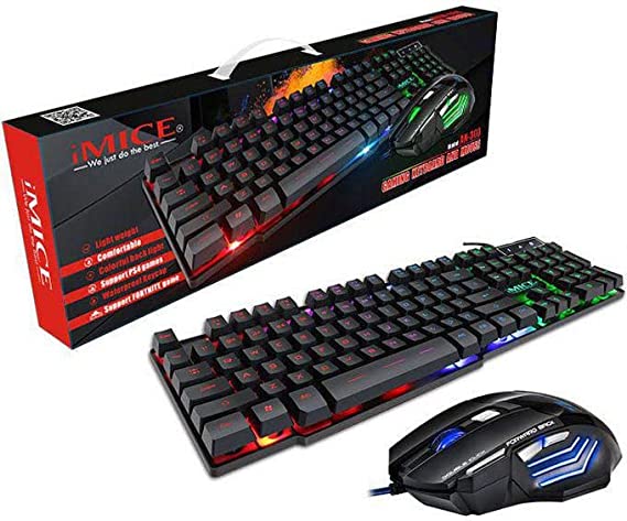 iMICE AN-300 wired gaming keyboard and mouse backlight waterproof 104keys