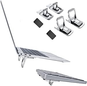 Nillkin Laptop Stand Computer Notebook Keyboard Laptop Stand - 2Pcs Portable Foldable Laptop Stand Mini Cooling, Anti-Slip Durable for Laptop, MacBook, Wireless Keyboard (Silver)