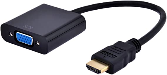 HDMI to VGA Cable Adapter Converter 15 Pin d Sub, HDMI Gold with Audio Male to VGA Female Connector Cord for Laptop Computer Connect to Monitor, Apply to PC, MAC, PS4, Projector etc (with Audio)