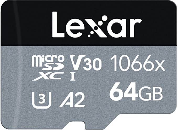 Lexar Professional 1066x Micro SDXC Silver Series UHS-I Memory Card with SD Adaptor 160MBPS, 64GB Capacity