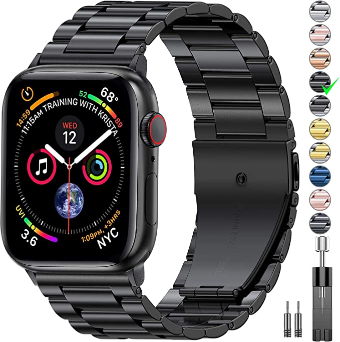 LELONG Compatible with Apple Watch Bands 44mm 42mm 40mm 38mm, Upgraded Version Stainless Steel Replacement for iWatch Band SE & Series 6/5/4/3/2/1