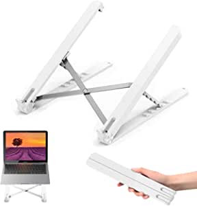 SONVIEE Height Adjustable Notebook Stand Portable Foldable Laptop Stand Holder for MacBook Notebook Computer PC Tablet (Plastic&Steel White)