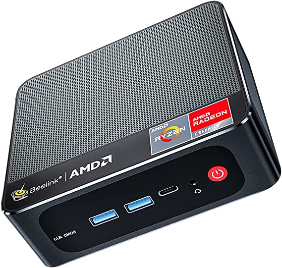 Beelink SER Mini PC Windows 11, AMD Ryzen 7 3750H, DDR4 8GB RAM 256GB NVMe SSD, Radeon Vega 10 Graphics, WiFi, Dual HDMI, Type-C 4K@60Hz Output, Gaming Business Mini Desktop Computer